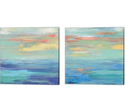 Sunset Beach Bright 2 Piece Canvas Print Set by Silvia Vassileva