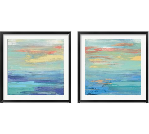 Sunset Beach Bright 2 Piece Framed Art Print Set by Silvia Vassileva