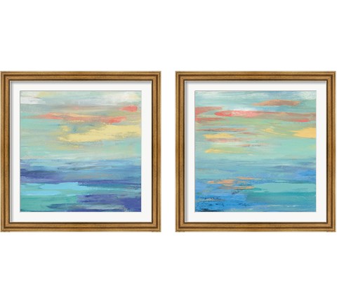Sunset Beach Bright 2 Piece Framed Art Print Set by Silvia Vassileva