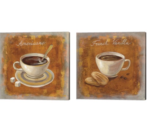 Coffee Time on Wood 2 Piece Canvas Print Set by Silvia Vassileva