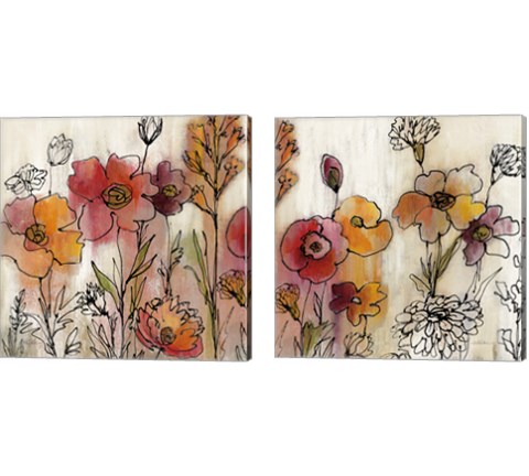 Contemporary Botanical Cream 2 Piece Canvas Print Set by Silvia Vassileva