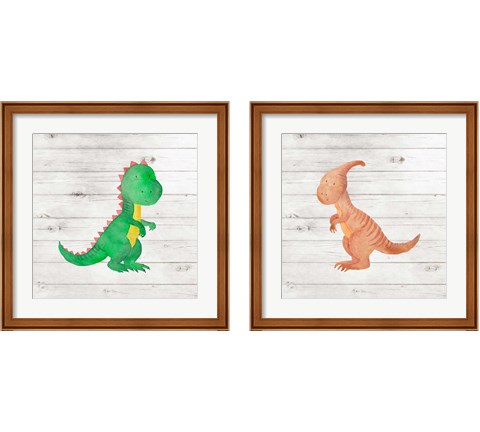 Water Color Dino  2 Piece Framed Art Print Set by Tamara Robinson