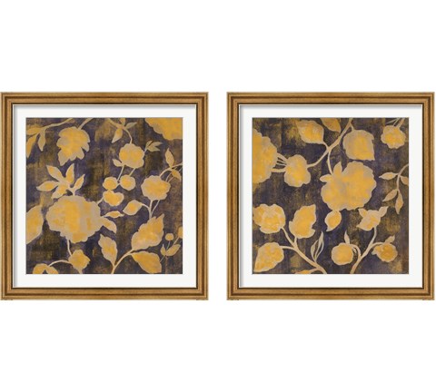 Indigo and Gold Silhouettes 2 Piece Framed Art Print Set by Silvia Vassileva