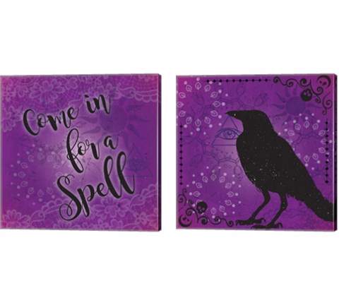Purple Halloween 2 Piece Canvas Print Set by ND Art & Design