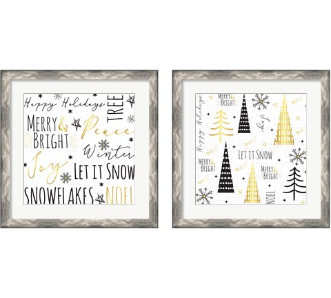 Let It Snow Gold 2 Piece Framed Art Print Set by ND Art & Design