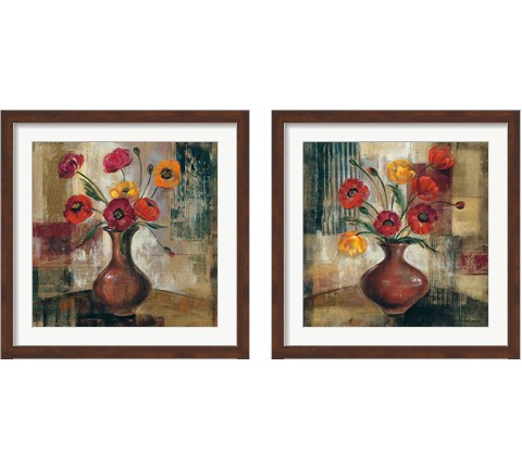 Poppies in a Copper Vase 2 Piece Framed Art Print Set by Silvia Vassileva
