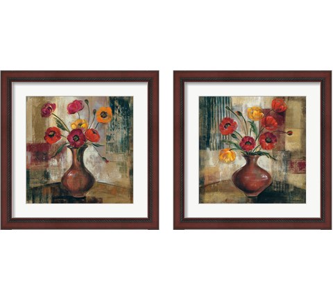 Poppies in a Copper Vase 2 Piece Framed Art Print Set by Silvia Vassileva