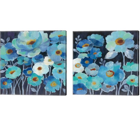 Indigo Flowers 2 Piece Canvas Print Set by Silvia Vassileva
