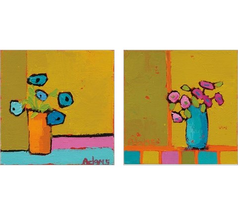 Orange & Turquiose Vases 2 Piece Art Print Set by Phyllis Adams