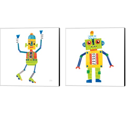 Robot Party 2 Piece Canvas Print Set by Melissa Averinos