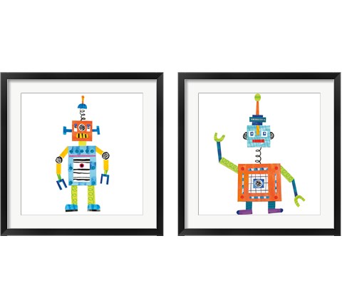 Robot Party 2 Piece Framed Art Print Set by Melissa Averinos
