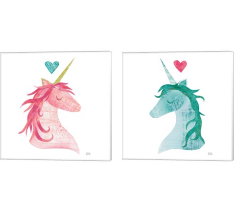 Unicorn Magic Heart 2 Piece Canvas Print Set by Melissa Averinos