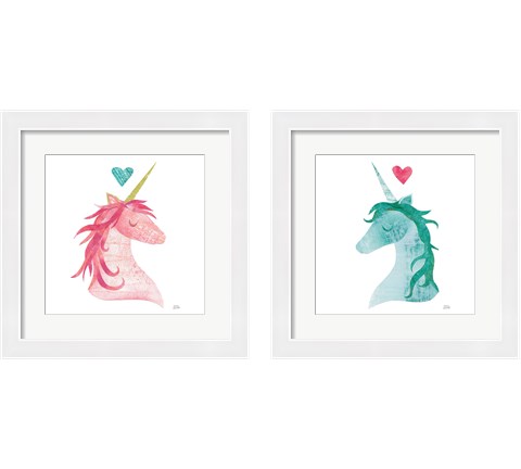 Unicorn Magic Heart 2 Piece Framed Art Print Set by Melissa Averinos