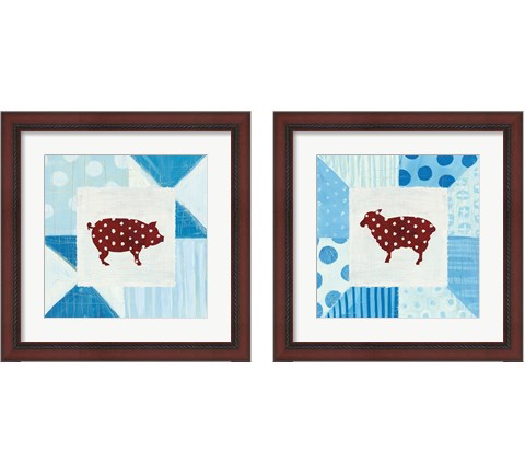 Modern Americana Farm Quilt  2 Piece Framed Art Print Set by Melissa Averinos