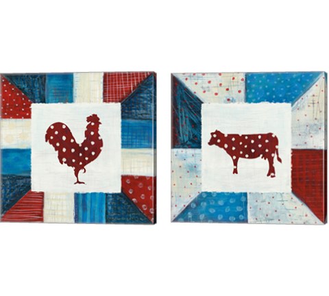 Modern Americana Farm Quilt  2 Piece Canvas Print Set by Melissa Averinos