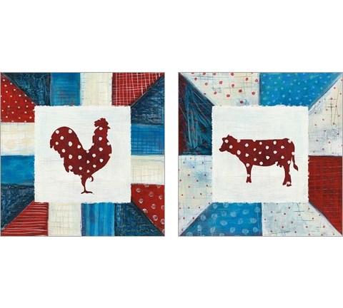 Modern Americana Farm Quilt  2 Piece Art Print Set by Melissa Averinos