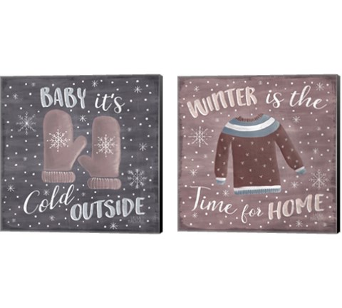 Cozy Winter 2 Piece Canvas Print Set by Laura Marshall