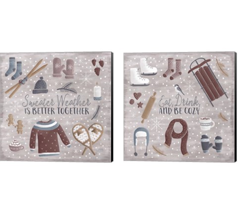 Cozy Winter 2 Piece Canvas Print Set by Laura Marshall