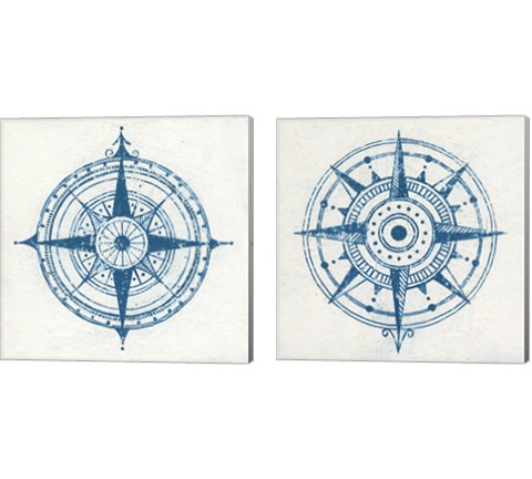 Indigo Gild Compass Rose 2 Piece Canvas Print Set by Kathrine Lovell