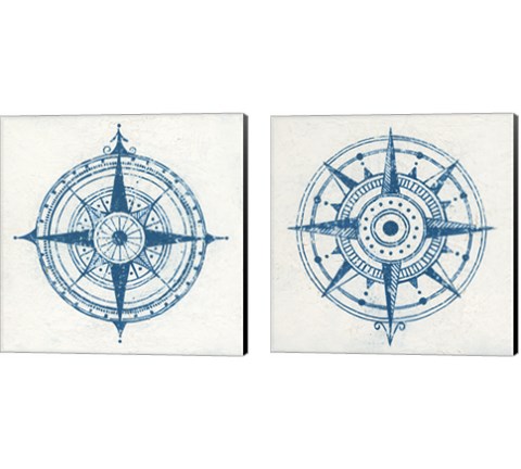 Indigo Gild Compass Rose 2 Piece Canvas Print Set by Kathrine Lovell