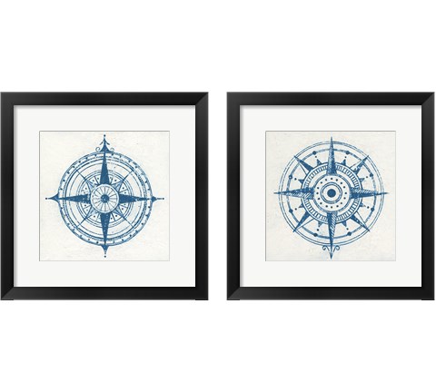 Indigo Gild Compass Rose 2 Piece Framed Art Print Set by Kathrine Lovell