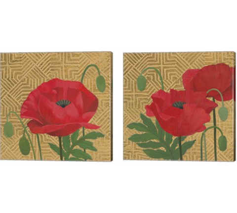 More Poppies with Pattern 2 Piece Canvas Print Set by Kathrine Lovell