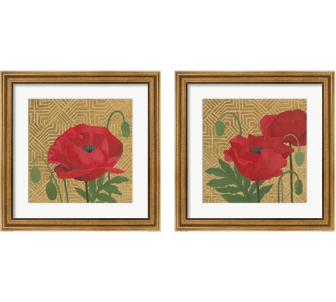 More Poppies with Pattern 2 Piece Framed Art Print Set by Kathrine Lovell