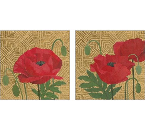More Poppies with Pattern 2 Piece Art Print Set by Kathrine Lovell