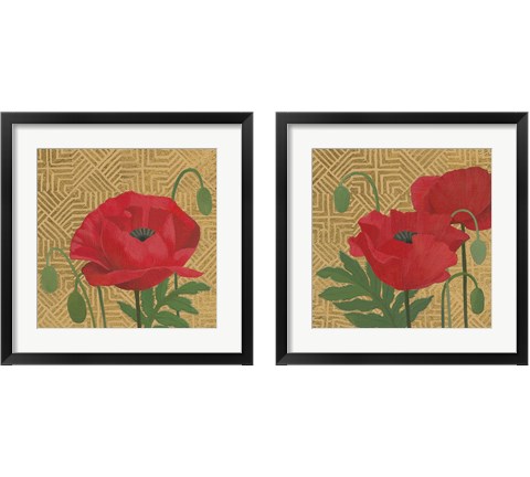More Poppies with Pattern 2 Piece Framed Art Print Set by Kathrine Lovell