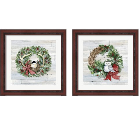 Holiday Wreath 2 Piece Framed Art Print Set by Kathleen Parr McKenna