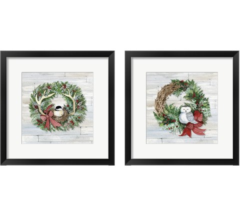 Holiday Wreath 2 Piece Framed Art Print Set by Kathleen Parr McKenna