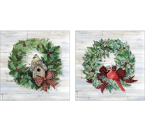 Holiday Wreath 2 Piece Art Print Set by Kathleen Parr McKenna