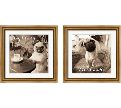 Cafe Pugs 2 Piece Framed Art Print Set by Jim Dratfield