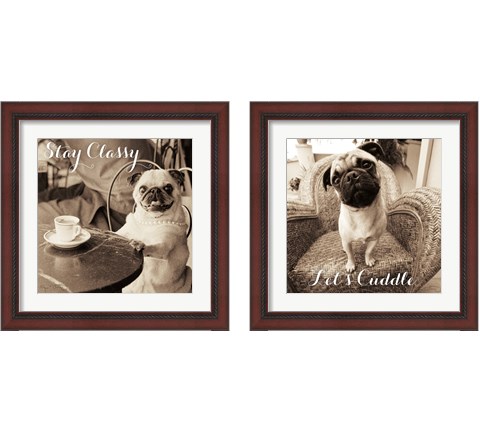Cafe Pugs 2 Piece Framed Art Print Set by Jim Dratfield