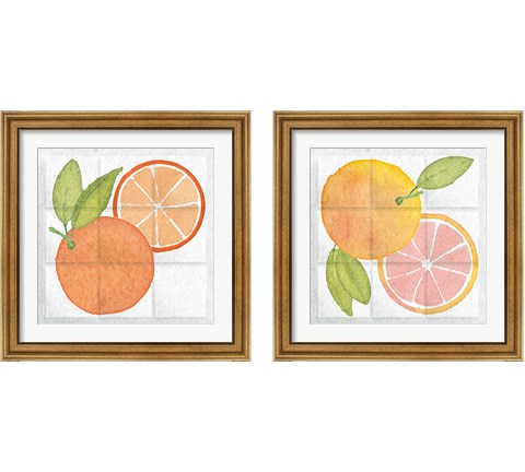 Citrus Tile 2 Piece Framed Art Print Set by Wild Apple Portfolio