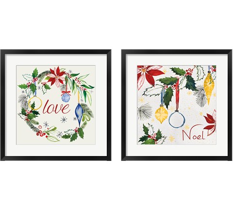 Watercolor Christmas 2 Piece Framed Art Print Set by Harriet Sussman