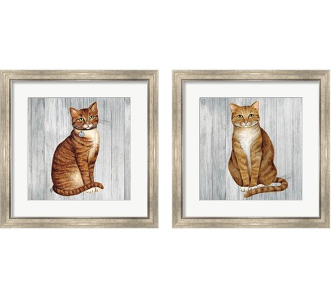 Country Kitty on Wood 2 Piece Framed Art Print Set by David Carter Brown