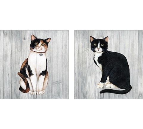 Country Kitty on Wood 2 Piece Art Print Set by David Carter Brown