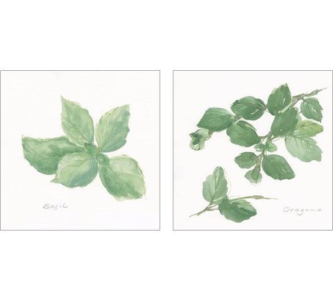 Herbs on White 2 Piece Art Print Set by Chris Paschke