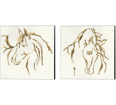 Gilded Horse 2 Piece Canvas Print Set by Chris Paschke