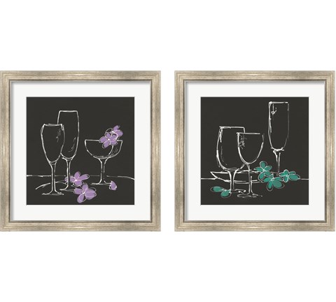 Wine Glasses on Black 2 Piece Framed Art Print Set by Chris Paschke