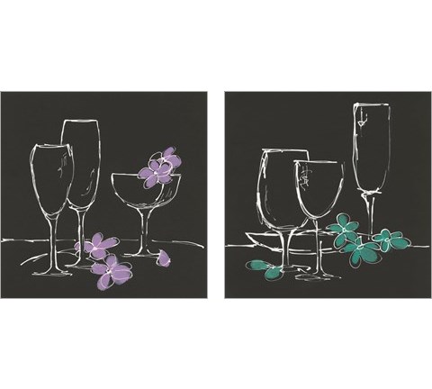 Wine Glasses on Black 2 Piece Art Print Set by Chris Paschke