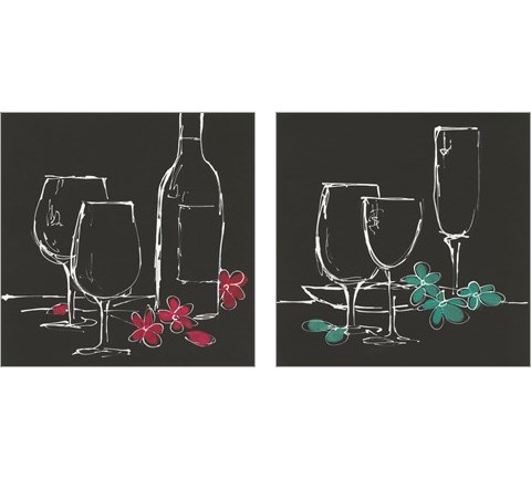 Wine Glasses on Black 2 Piece Art Print Set by Chris Paschke