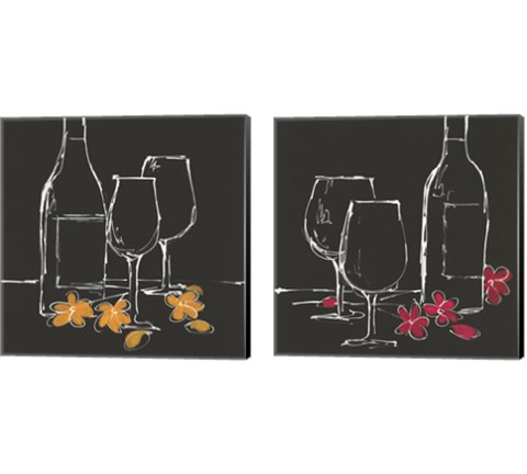 Wine on Black 2 Piece Canvas Print Set by Chris Paschke