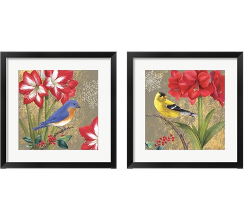 Winter Birds Collage 2 Piece Framed Art Print Set by Beth Grove