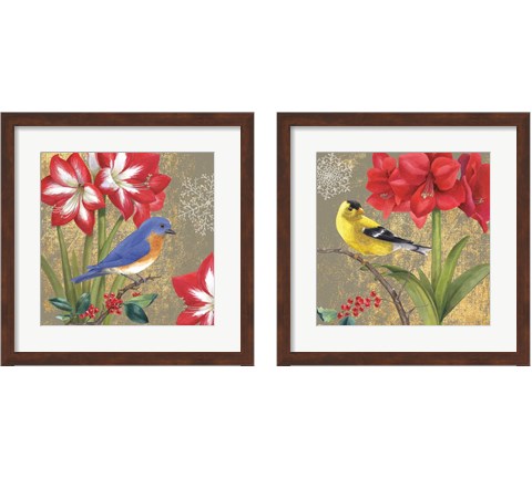 Winter Birds Collage 2 Piece Framed Art Print Set by Beth Grove