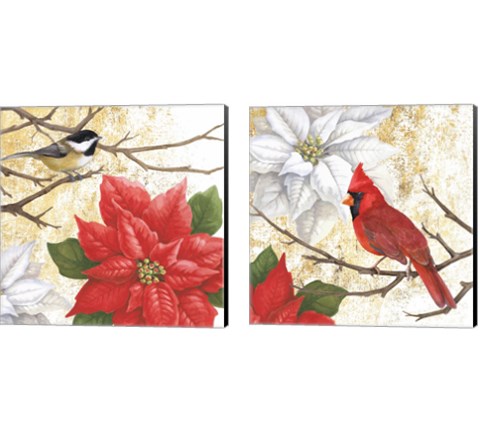Winter Birds Collage 2 Piece Canvas Print Set by Beth Grove