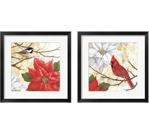 Winter Birds Collage 2 Piece Framed Art Print Set by Beth Grove