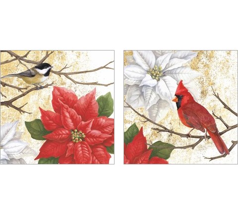Winter Birds Collage 2 Piece Art Print Set by Beth Grove