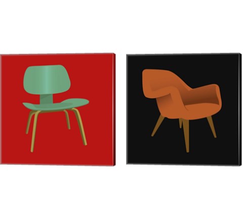 Mid Century Chair 2 Piece Canvas Print Set by Posters International Studio